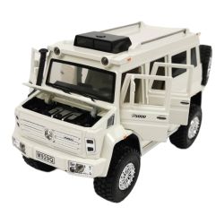 Детски джип Mercedes UNIMOG, Метален, Отварящи се врати, Бял, Без опаковка