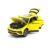 Метален джип Lamborghini Urus, С завиващи колела, 1:24, Жълт, Без опаковка