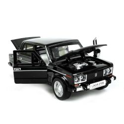 Метална кола Lada, Със светлини и звуци, Черна, Без опаковка