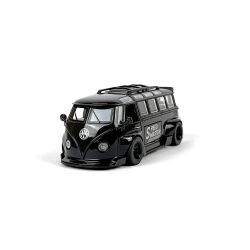 Метален автобус VW, С аксесоари, Черен, Без опаковка