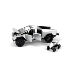 Метална кола Tesla Cybertruck, С ATV, Светлини, Звук, Сив, Без опаковка