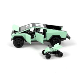 Метална кола Tesla Cybertruck, С ATV, Светлини, Звук, Зелен, Без опаковка