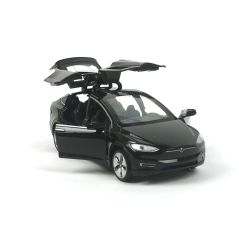 Метална кола Tesla, Model X, мащаб 1:28, Черен, Без опаковка