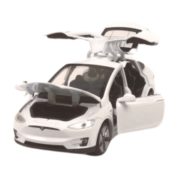 Метална кола Tesla, Model X, мащаб 1:28, Бял, Без опаковка