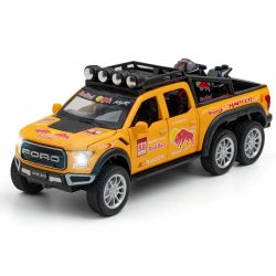 Метален пикап Ford Raptor 6x6, С мотор, 1:28, Жълт, Без опаковка