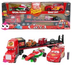 Комплект „Колите“ (Cars) – Mack камион с ремарке и 6 героя от филма