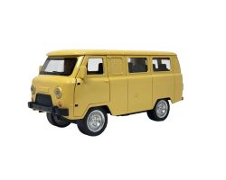 Метален бус Уаз, 1:18, С отварящи се врати, Жълт ретро ван, Реалистични детайли