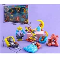 Комплект фигурки Tom и Jerry със сцени за сън – 8 броя 