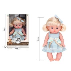 Кукла с руса коса 32 см с рокля и подаръчна кутия