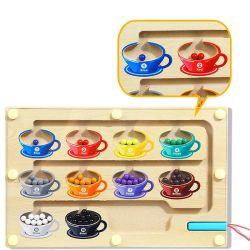 Дървена магнитна дъска – игра за цветове и координация с топчета, лабиринт