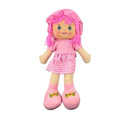 Парцалена кукла с розова рокличка – 55 см, говореща на български език