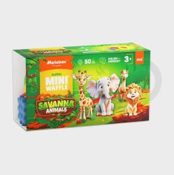 Мини вафлен конструктор Marioinex &quot;Животни от саваната&quot;, 50 части