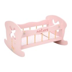 Розово легло-люлка Nature за кукли от дърво