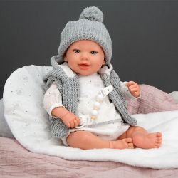 Усмихната кукла-бебе Даниела с възглавничка и аксесоари - 45 см