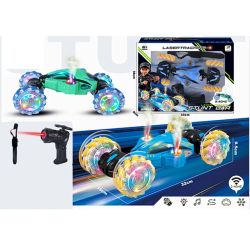 Каскадна лазерна количка с пушек, светлини, музика и 2.4GHz дистанционно – 32 см