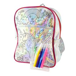 Детска раница Unicorn с маркери за създаване на уникален дизайн