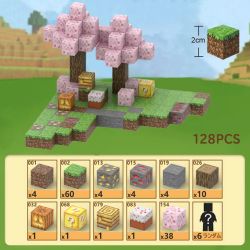 Магнитен конструктор Minecraft черешови дървета – 128 части