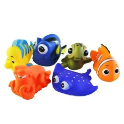 Комплект гумени играчки за баня морски животни 6 броя с пискун