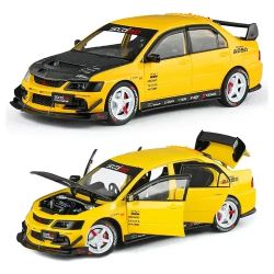 Метална кола Mitsubishi Lancer Evolution 1:24 – жълт тунинг, Без опаковка