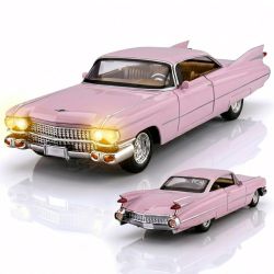 Метален автомобил Cadillac Eldorado 1959, 1:24, Звук и светлини, Отварящи се врати, Без индивидуална опаковка, Розов