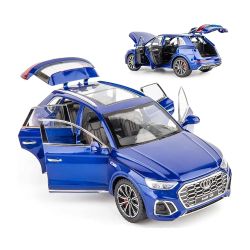 Метален автомобил Audi Q5, 1:24, Звук и светлини, Син, Без индивидуална опаковка
