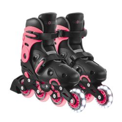 Детски ролери със светещи колела Globber, размер 34-37, розови