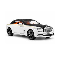 Метална кола Rolls-Royce Dawn 1:24 – бяла с черен покрив