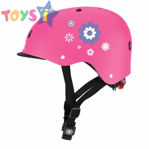 Детска каска за колело и тротинетка Globber, 48-53 см, светеща, розова