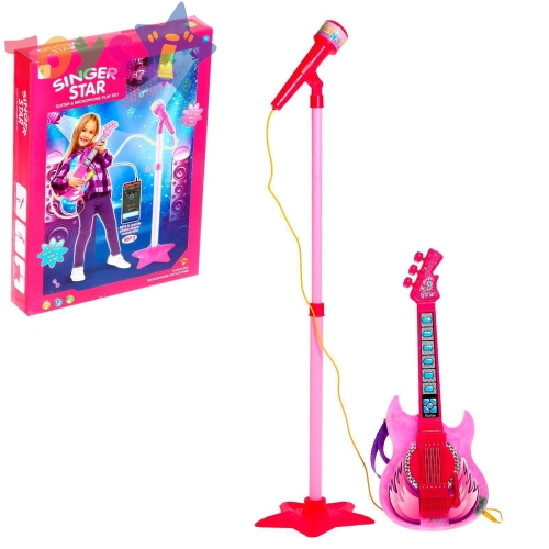 Детска китара с микрофон на стойка