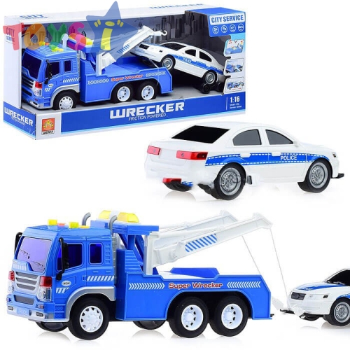 Детски камион репатрак, пътна помощ, с кола