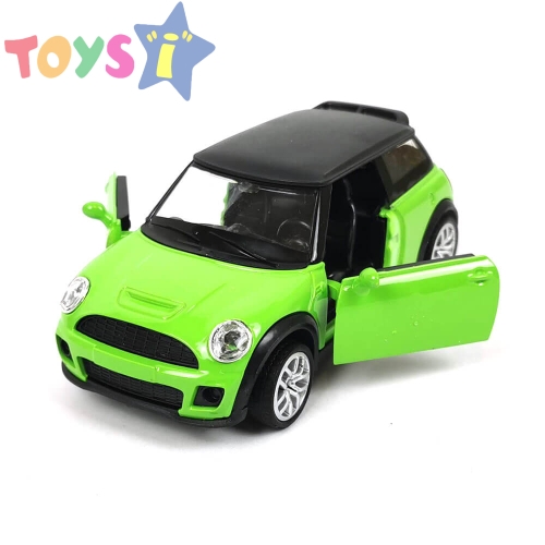 Метална кола mini cooper, със светлини и звуци, зелен