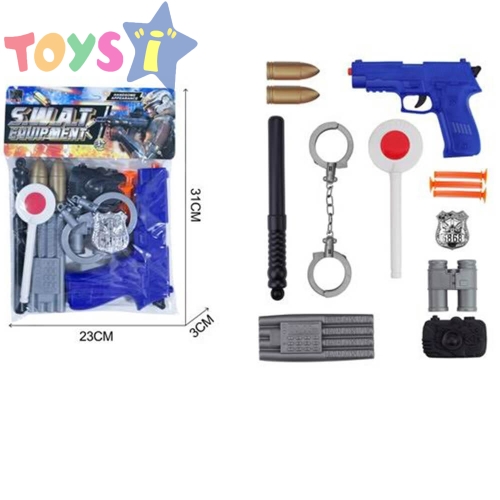 Детски полицейски комплект, С пистолет, белезници и аксесоари