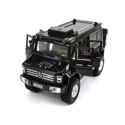 Детски джип Mercedes UNIMOG, Метален, Отварящи се врати, Черен, Без опаковка