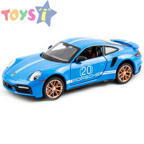 Метална количка Porsche 911 GT3, С отварящи се врати, Синя, Без опаковка