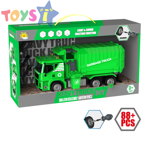 Детски камион за боклук, За разглобяване и сглобяване, Светлини, Звуци