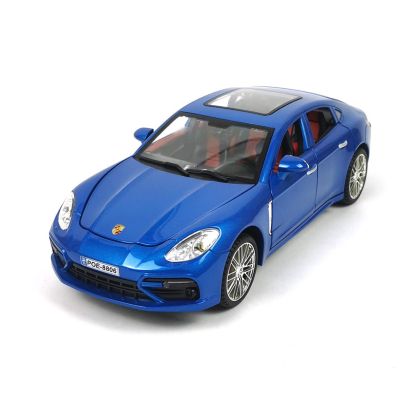 Метална кола Porsche Panamera, Със светлини и звуци, Синьо, 1:18, Без опаковка