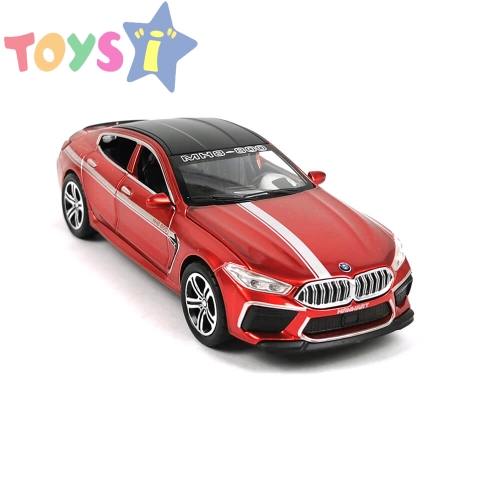 Детски автомобил BMW, Метален, С отварящи се врати, 1:24, Червена, Без опаковка