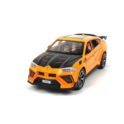 Метален автомобил, Lamborghini Urus, Със звук и светлини, Оранжев, С пушек, 1:24, Без опаковка