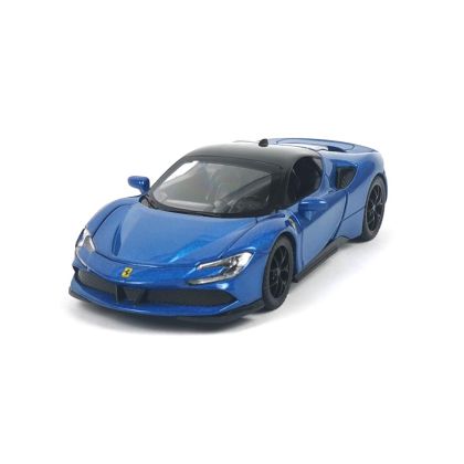 Метален автомобил Ferrari, Със звук и светлини, Син, 1:32, Без опаковка