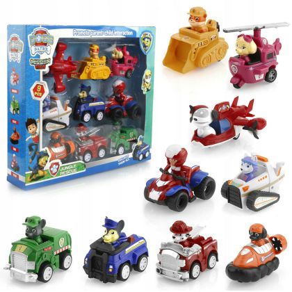 Комплект кучета Пес патрул, С коли, Paw patrol, 9 героя 
