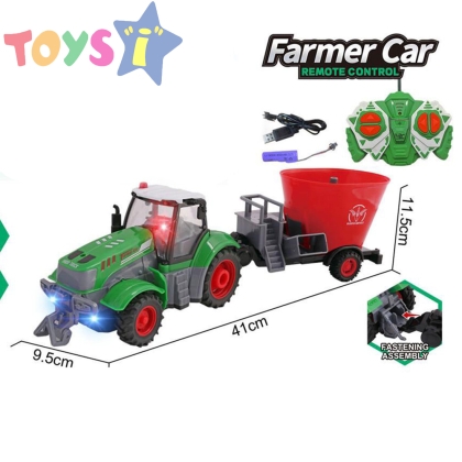 Детски трактор, С дистанционно, Презареждащи батерии, Ремарке сеялка