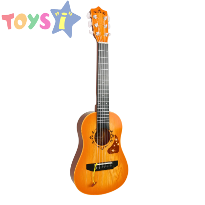 Детска китара, С 6 струни, Кафява, 68х22х7 см