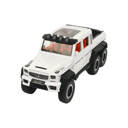 Метален автомобил Mercedes-benz G63 AMG 6×6, С отварящи се врати, Бял, Без опаковка
