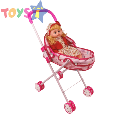 Детска количка за кукли, С кукла, Розова