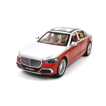 Метална кола Mercedes-Maybach S-Class, С пушек, 1:22, Червена, Без опаковка