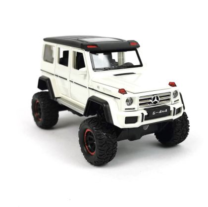 Метален джип, Mercedes G Class, С Пушек, 1:24, Бял, Без опаковка