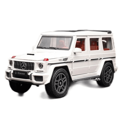 Метален джип Mercedes G Class, С пушек, 1:24, Бял, Без опаковка