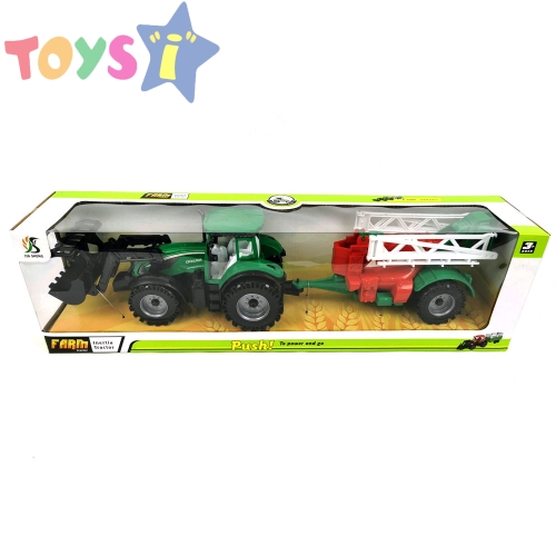 Детски трактор, с ремарке пръскачка, зелен