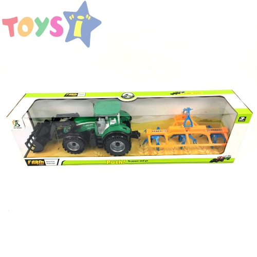 Детски трактор с ремарке, зелен