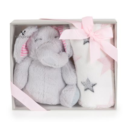 Бебешко одеяло 90/75 cm с играчка Elephant pink